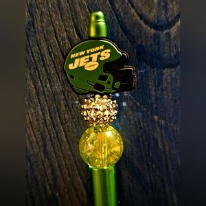 NFL New York Jets Sparkly/Blingy Custom Created Super Fan Beaded Pen